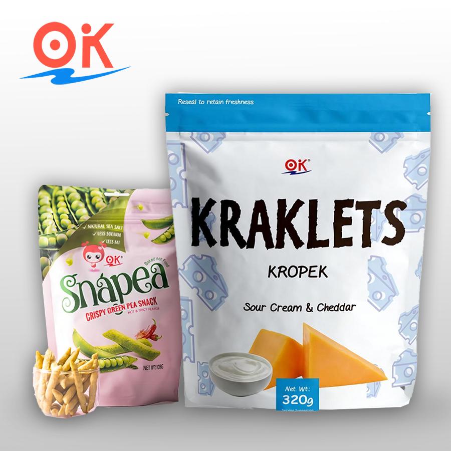 [OK Snacks][2 in 1 set]Kraklets Kropek 320g+Snapea Popcorn Crisps 108g