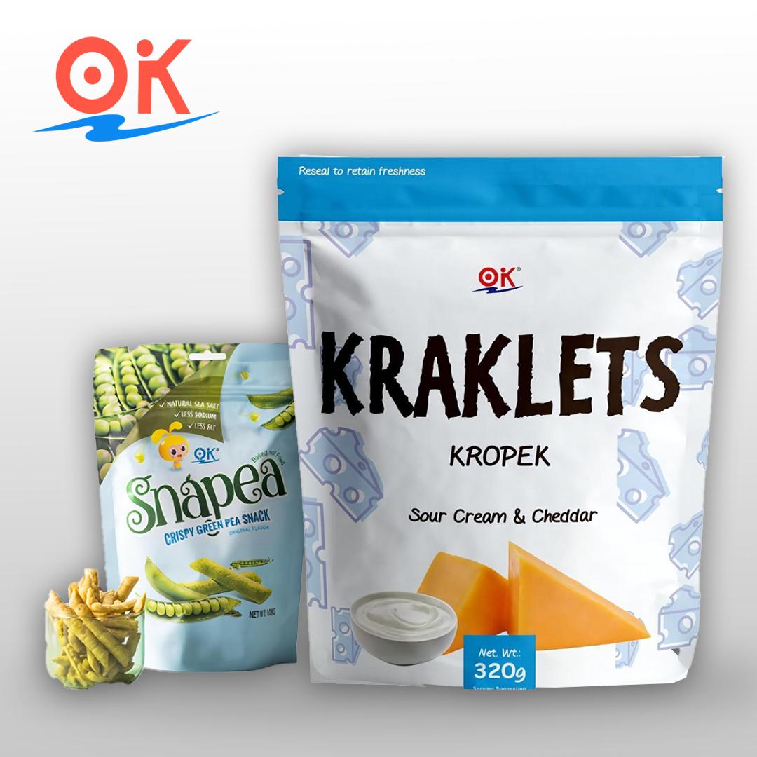 [OK Snacks][2 in 1 set]Kraklets Kropek 320g+Snapea Popcorn Crisps 108g