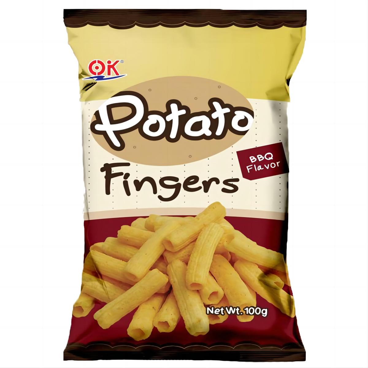 OK Potato Fingers -Cheddar Cheese Sour Cream BBQ Tomato Ketchup Flavor 3.52 (100g) Snack Crispy Chip Crunchy