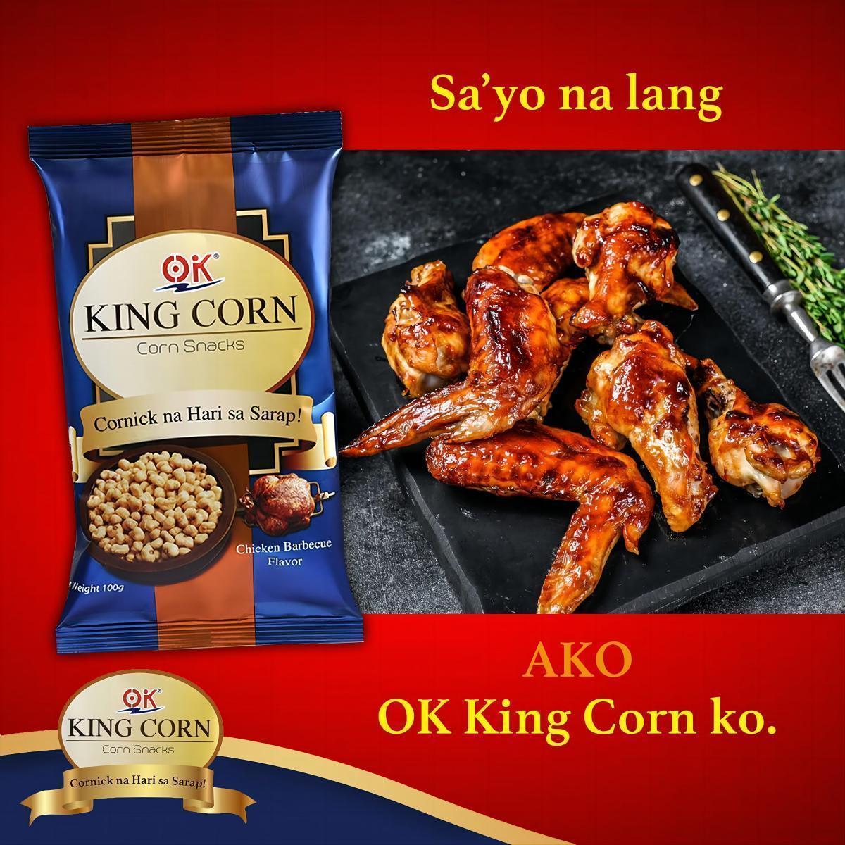 OK King Corn Cornick Sweet Corn Chili Garlic Chiken Barbecue Snack 100g Popcorn Crunchy Crispy