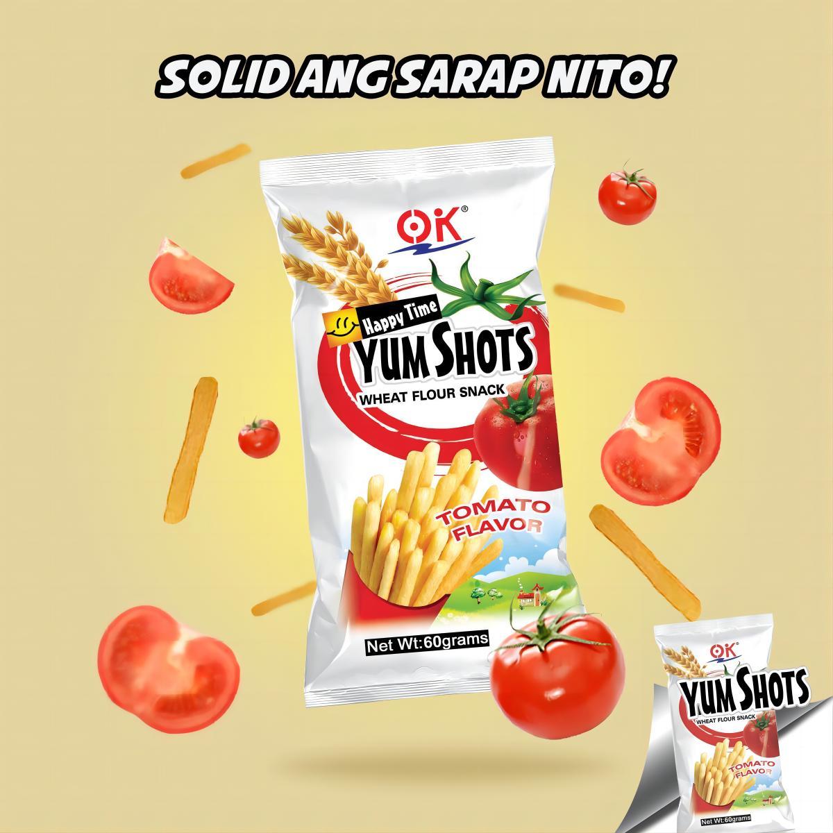 Yum Shots Tomato Flavor Snack 60gram Crispy Crunchy