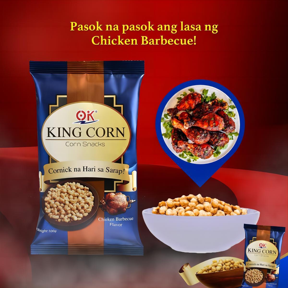 OK King Corn Cornick Sweet Corn Chili Garlic Chiken Barbecue Snack 100g Popcorn Crunchy Crispy