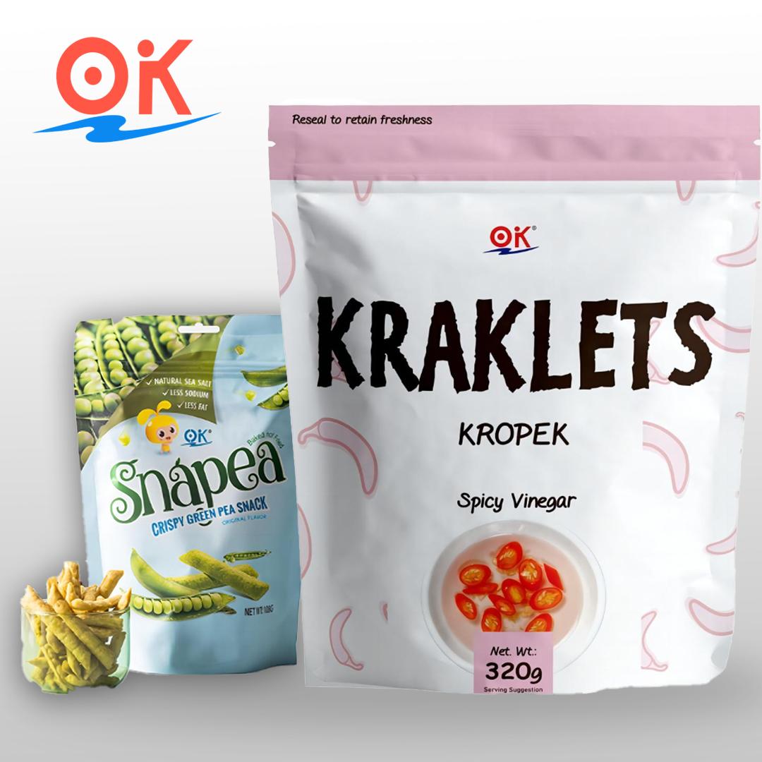 [OK Snacks][2 in 1 set]Kraklets Kropek 320g+Snapea Popcorn Crisps 108g