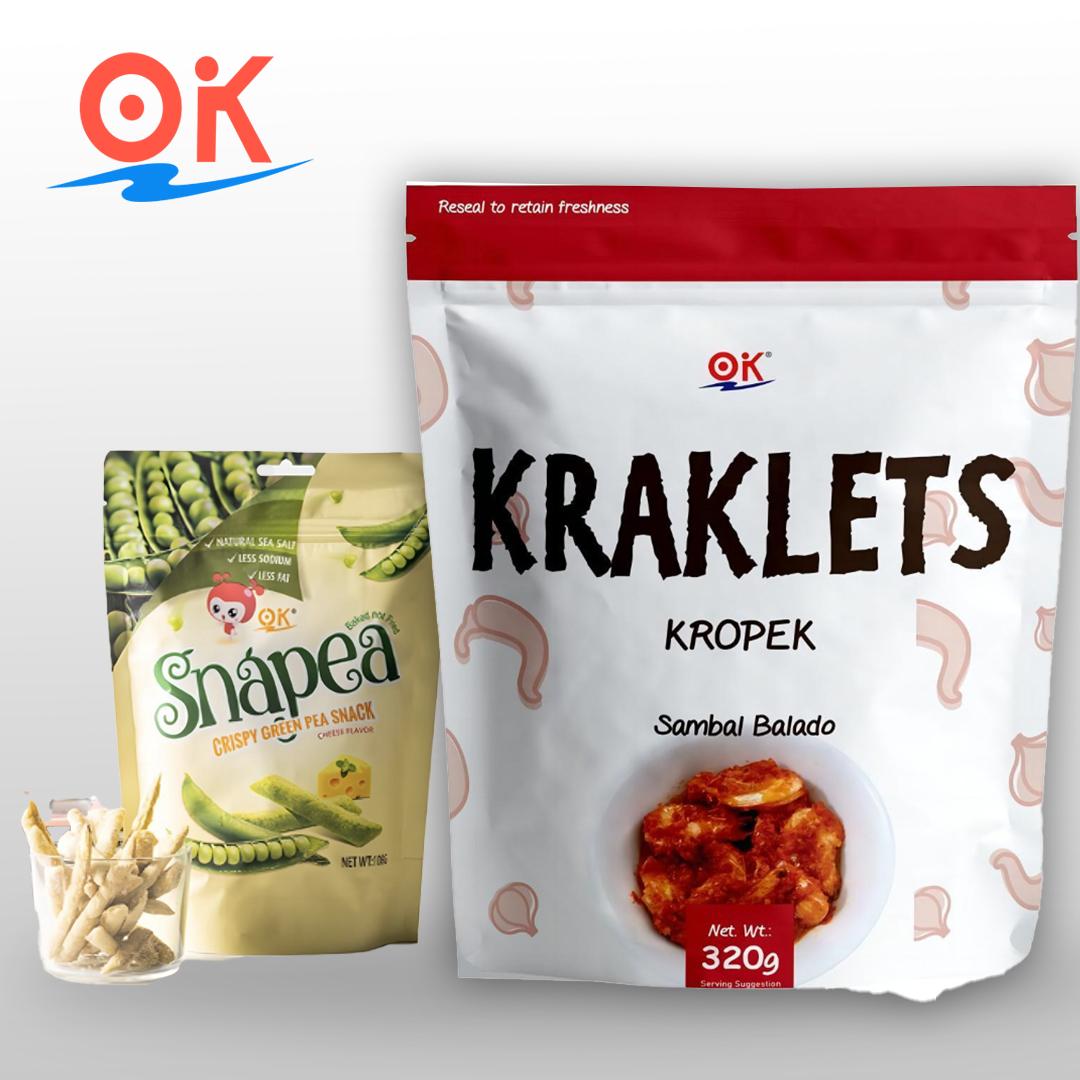 [OK Snacks][2 in 1 set]Kraklets Kropek 320g+Snapea Popcorn Crisps 108g