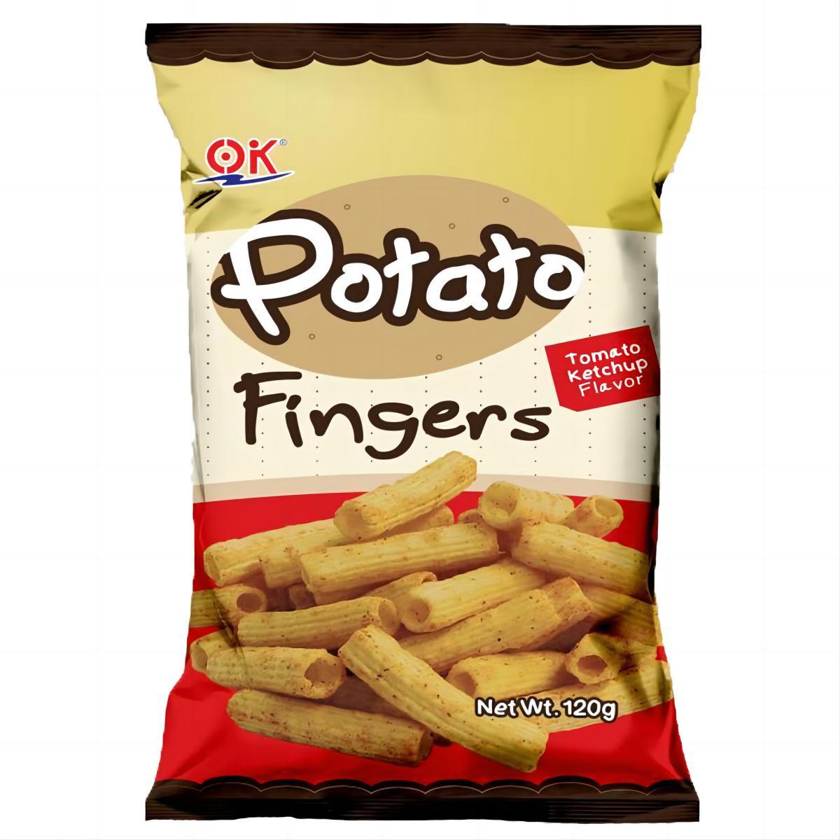 OK Potato Fingers -Cheddar Cheese Sour Cream BBQ Tomato Ketchup Flavor 3.52 (100g) Snack Crispy Chip Crunchy