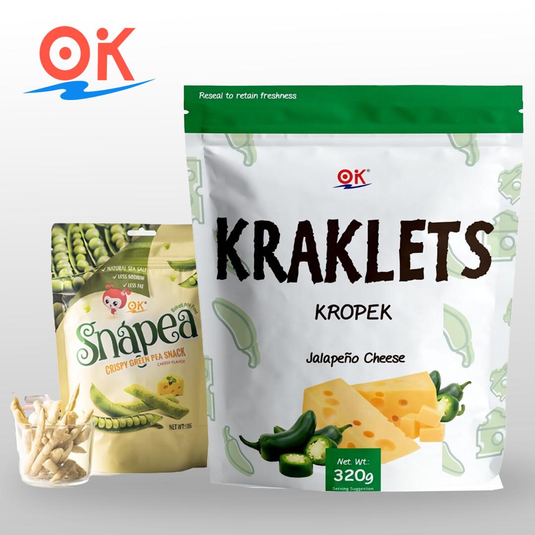 [OK Snacks][2 in 1 set]Kraklets Kropek 320g+Snapea Popcorn Crisps 108g