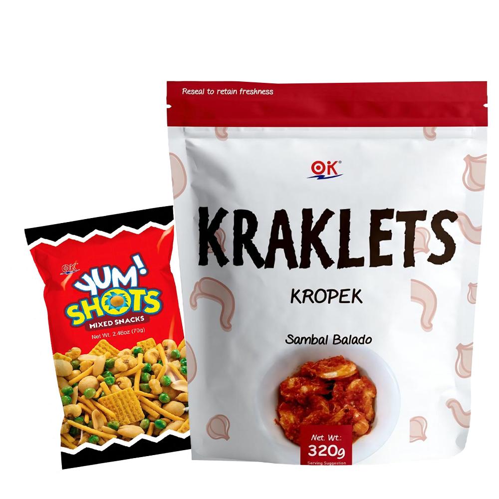 [OK Snacks][2 in 1 set]Kraklets Kropek 320g+Yum Shots Mix Snack 70g