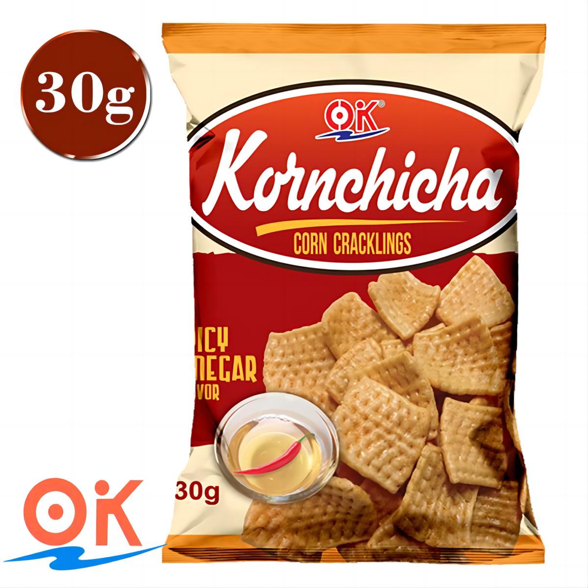 OK KORNCHICHA Spicy Vinegar Chips Crisps Corn Snacks 30g Crunchy Crispy