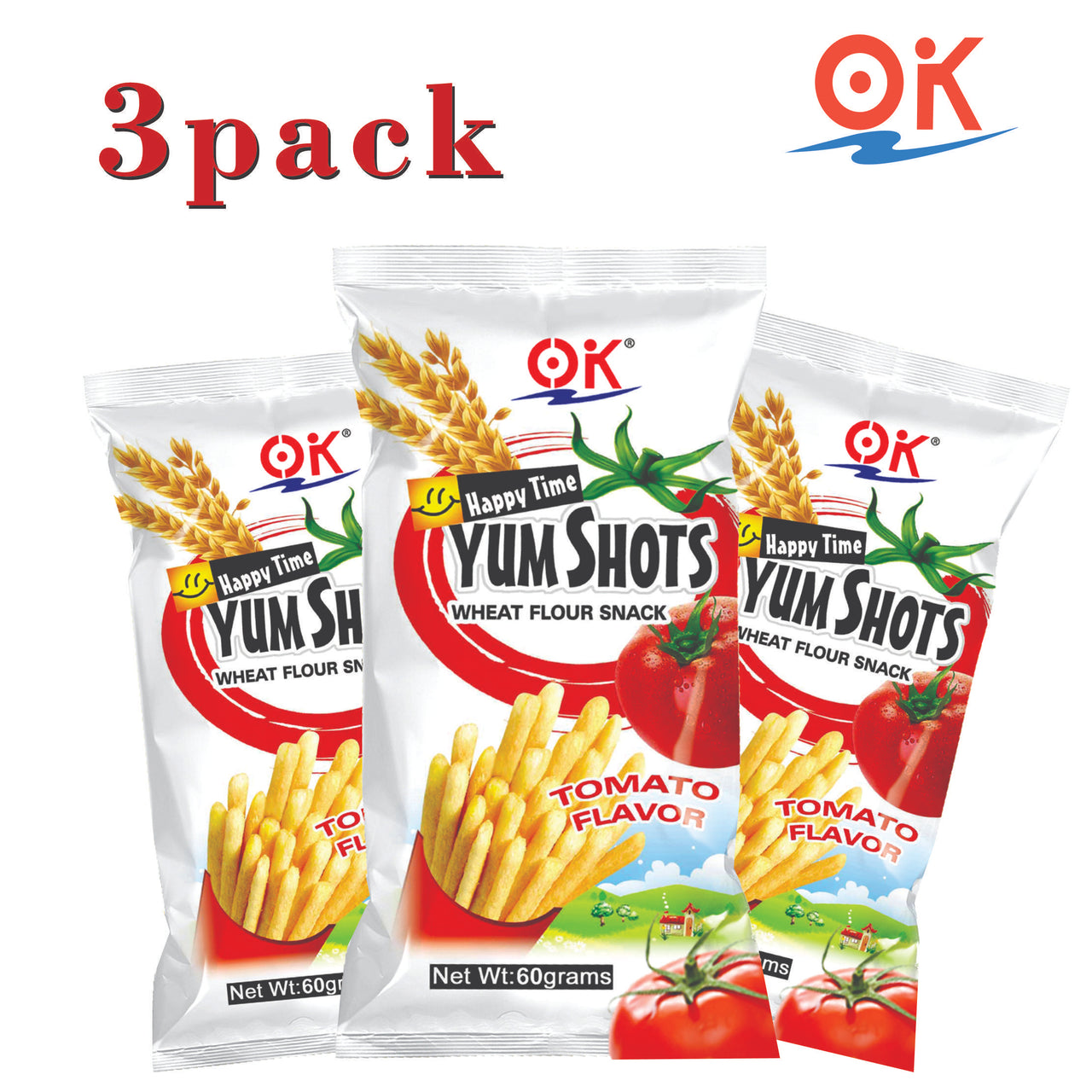 Yum Shots Tomato Flavor Snack 60gram Crispy Crunchy