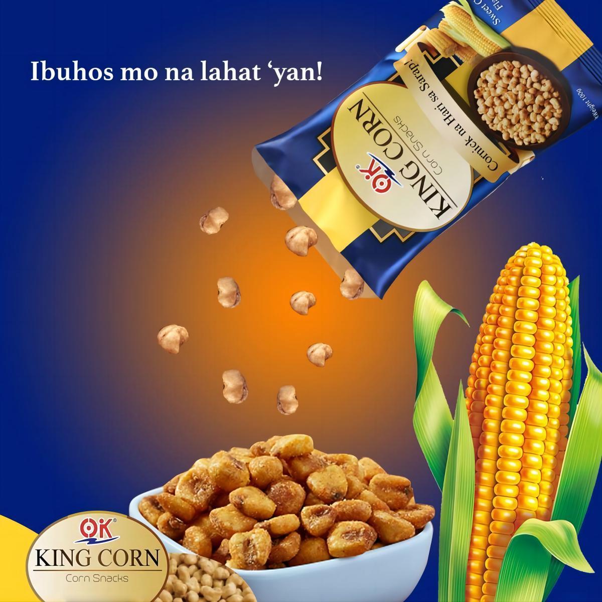 OK King Corn Cornick Sweet Corn Chili Garlic Chiken Barbecue Snack 100g Popcorn Crunchy Crispy