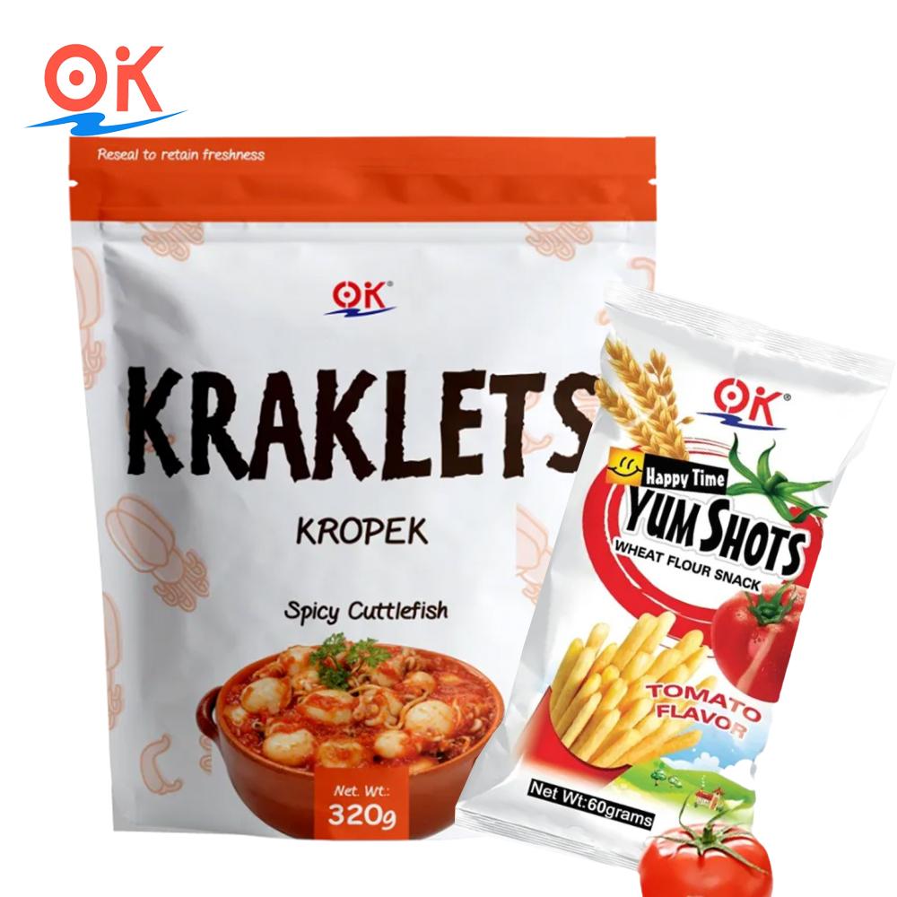 [OK Snacks][2 in 1 set]Kraklets Kropek 320g+Yum Shots Tomato 60g Crispy  Cheese