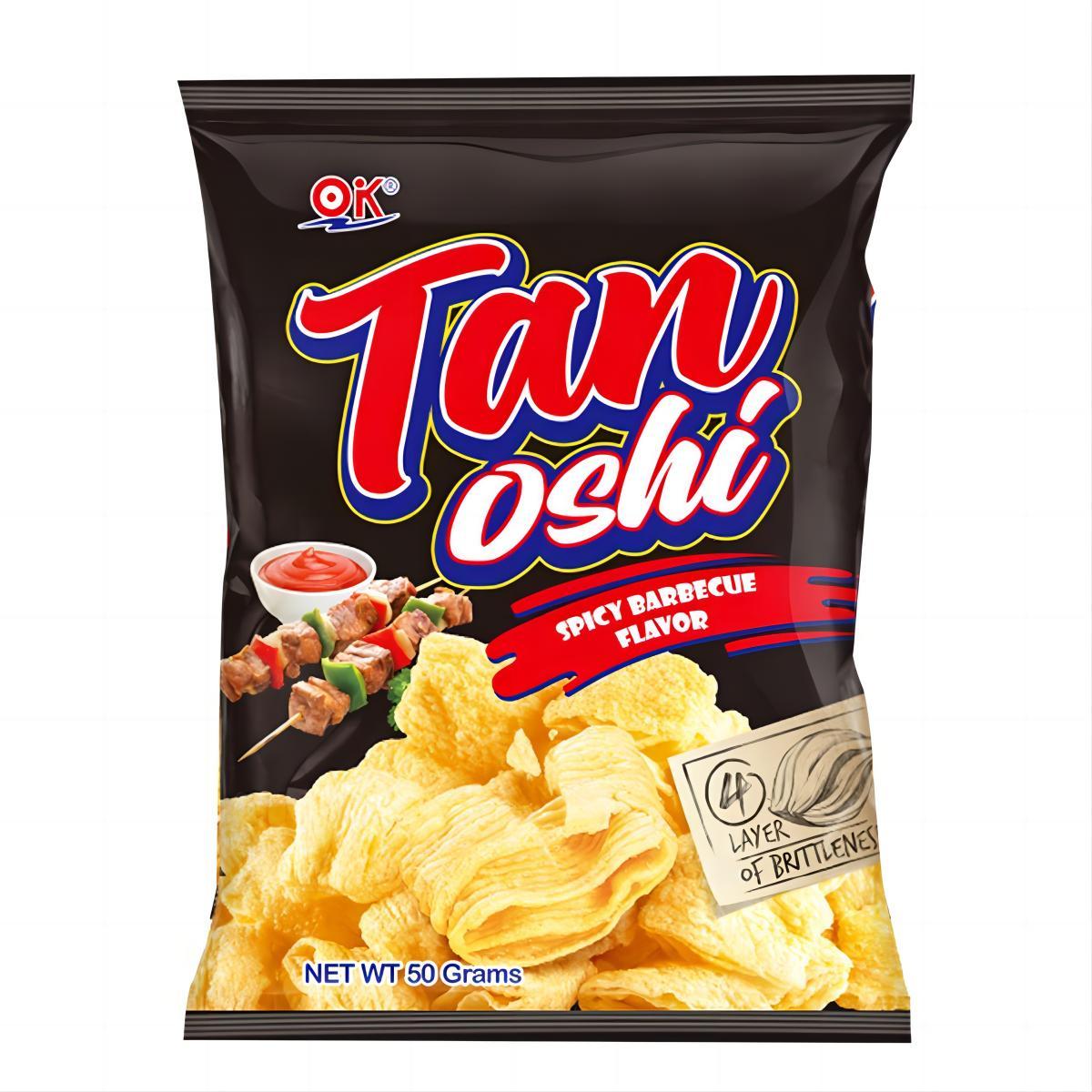 OK Tanoshi Butter Cheese 50g Chips Snacks Crips Creamy Onion Spicy Barbecue Crispy Crunchy