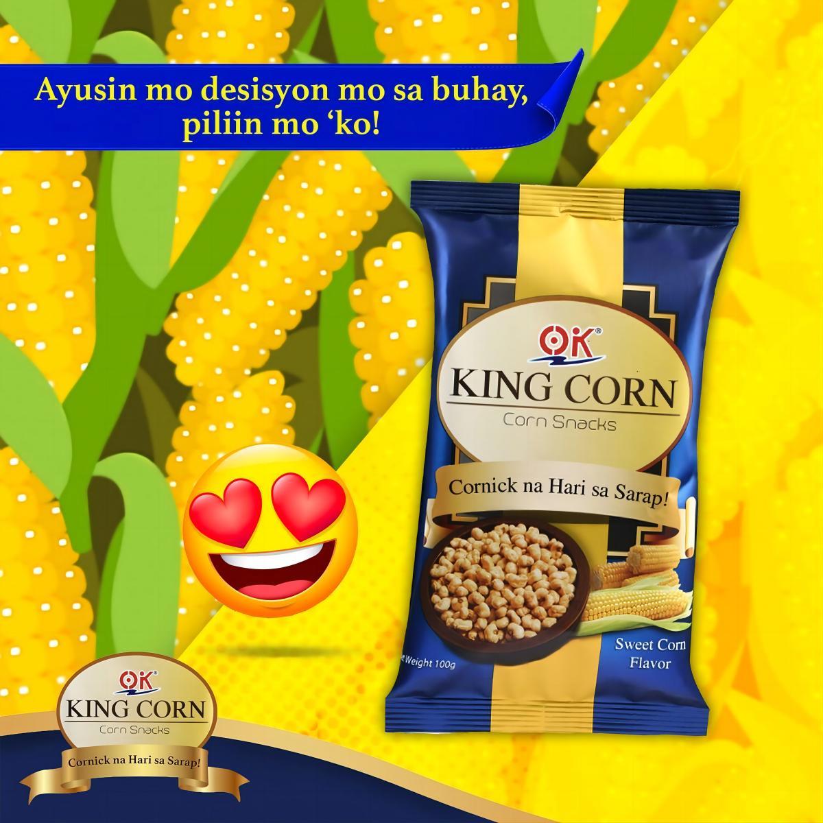 OK King Corn Cornick Sweet Corn Chili Garlic Chiken Barbecue Snack 100g Popcorn Crunchy Crispy