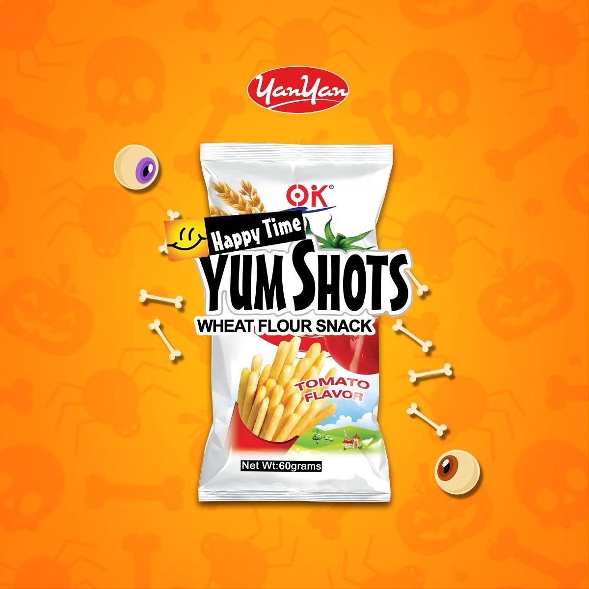 Yum Shots Tomato Flavor Snack 60gram Crispy Crunchy