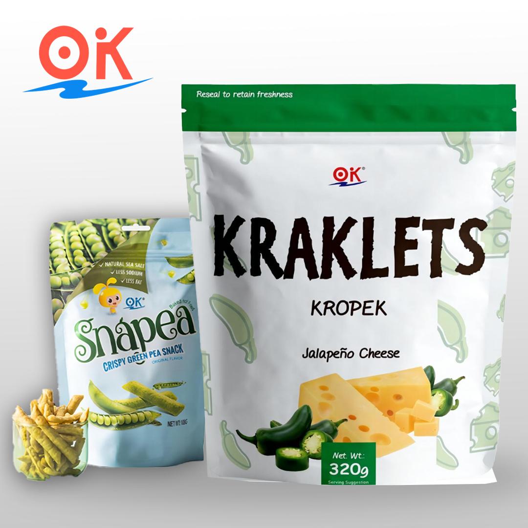 [OK Snacks][2 in 1 set]Kraklets Kropek 320g+Snapea Popcorn Crisps 108g