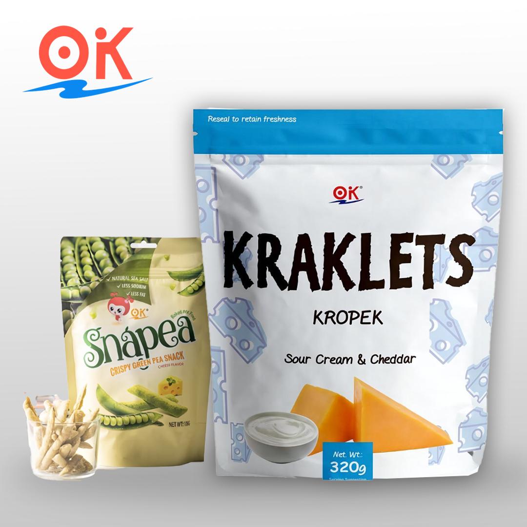 [OK Snacks][2 in 1 set]Kraklets Kropek 320g+Snapea Popcorn Crisps 108g