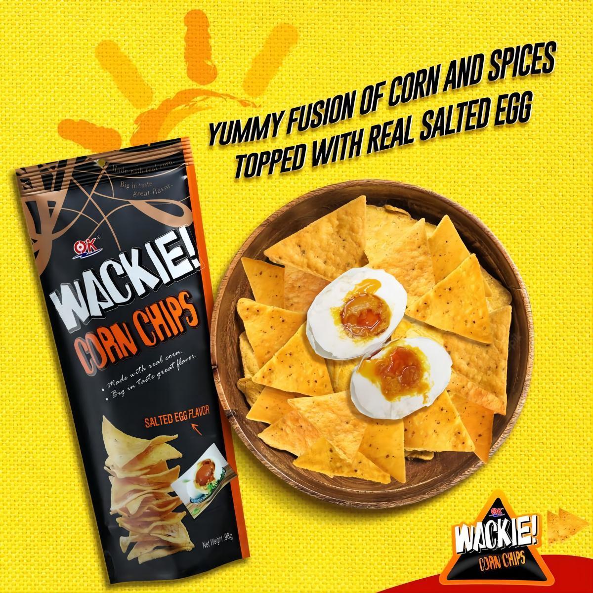 OK Wackie Corn Chips 98g Salted Egg Spicy Turkey Corn Cheese Snack Crispy