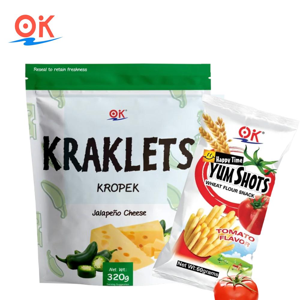 [OK Snacks][2 in 1 set]Kraklets Kropek 320g+Yum Shots Tomato 60g Crispy  Cheese