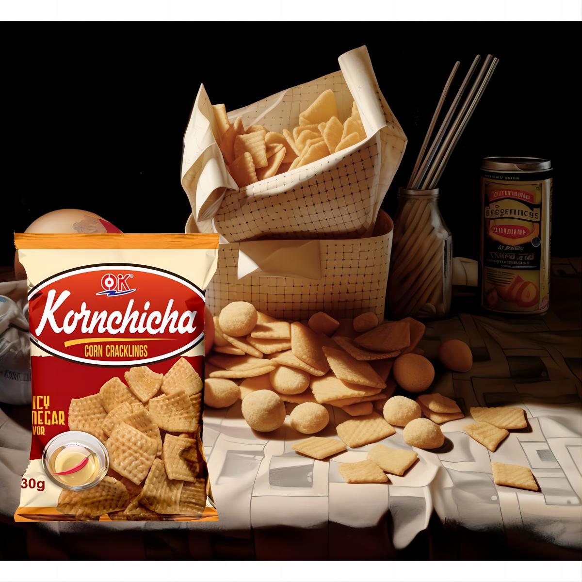 OK KORNCHICHA Spicy Vinegar Chips Crisps Corn Snacks 30g Crunchy Crispy