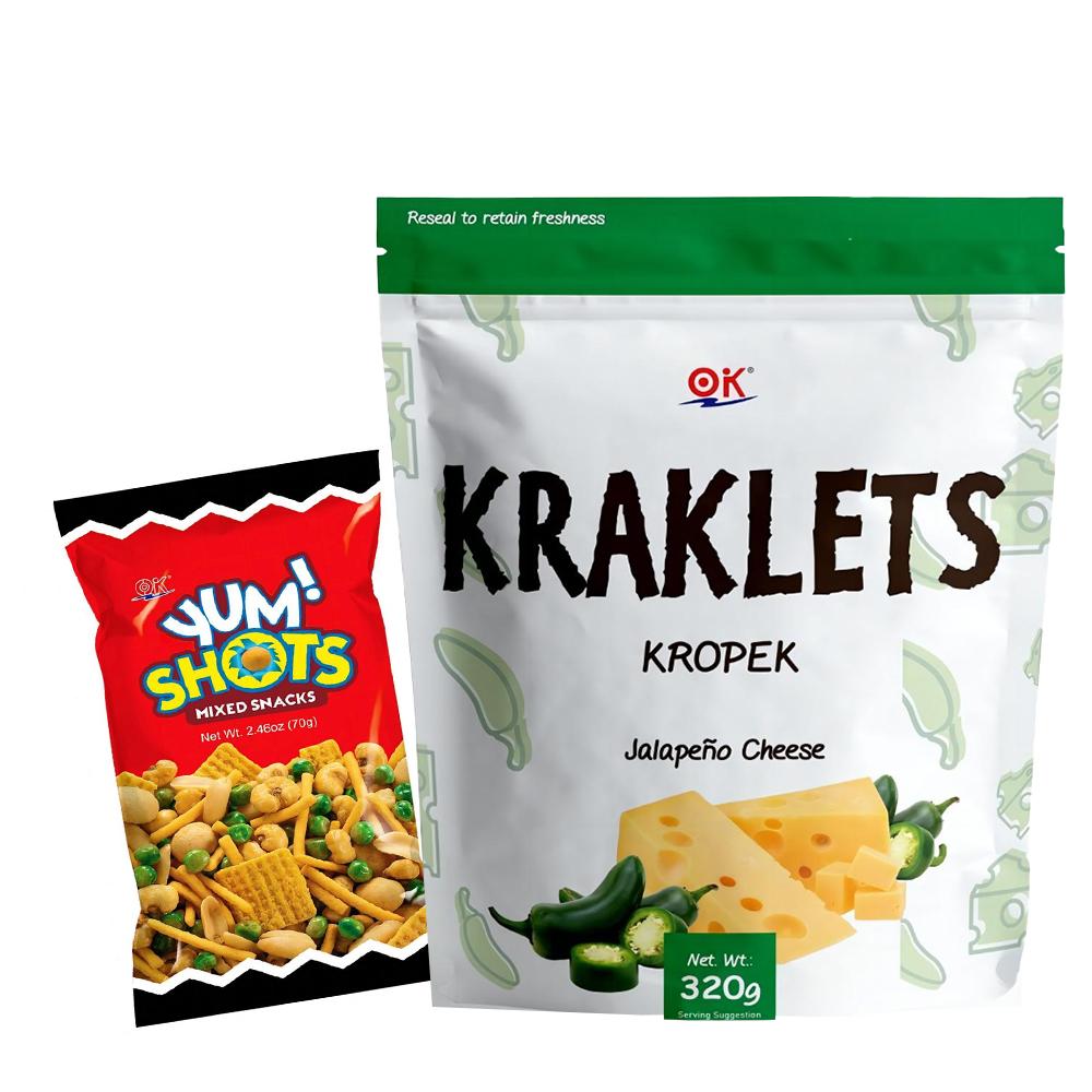 [OK Snacks][2 in 1 set]Kraklets Kropek 320g+Yum Shots Mix Snack 70g