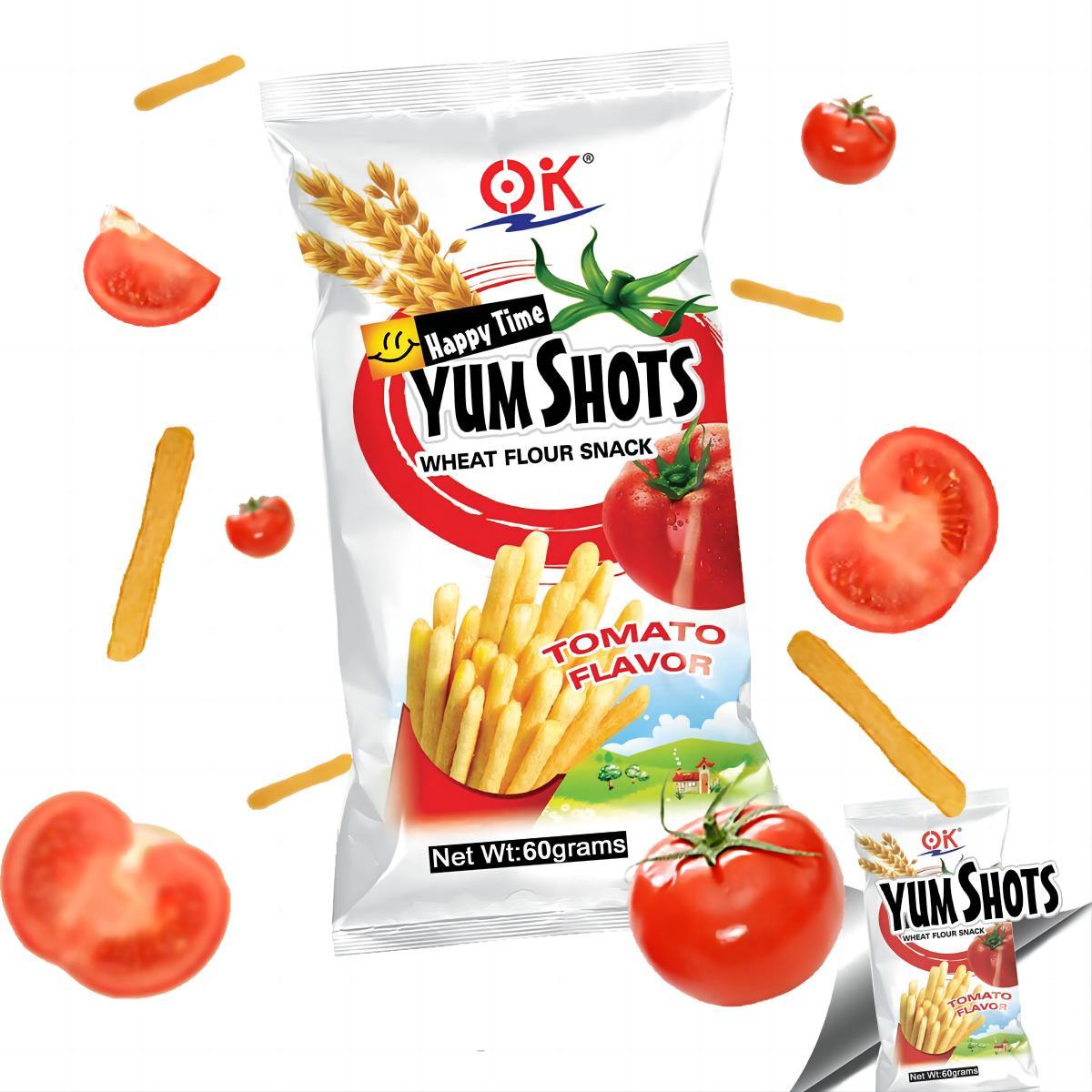 Yum Shots Tomato Flavor Snack 60gram Crispy Crunchy