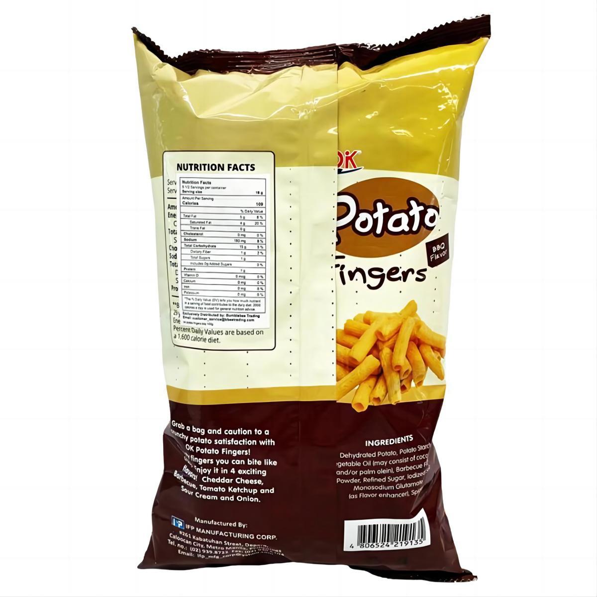 OK Potato Fingers -Cheddar Cheese Sour Cream BBQ Tomato Ketchup Flavor 3.52 (100g) Snack Crispy Chip Crunchy