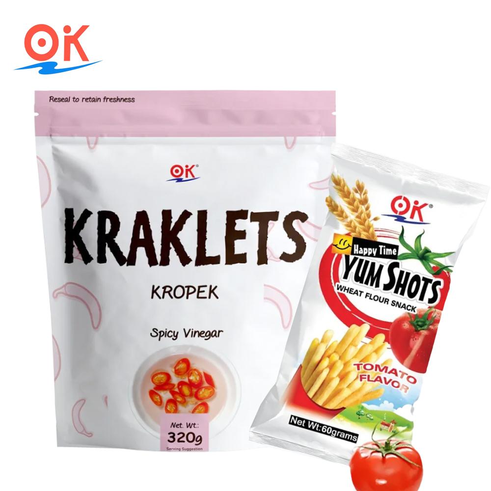 [OK Snacks][2 in 1 set]Kraklets Kropek 320g+Yum Shots Tomato 60g Crispy  Cheese