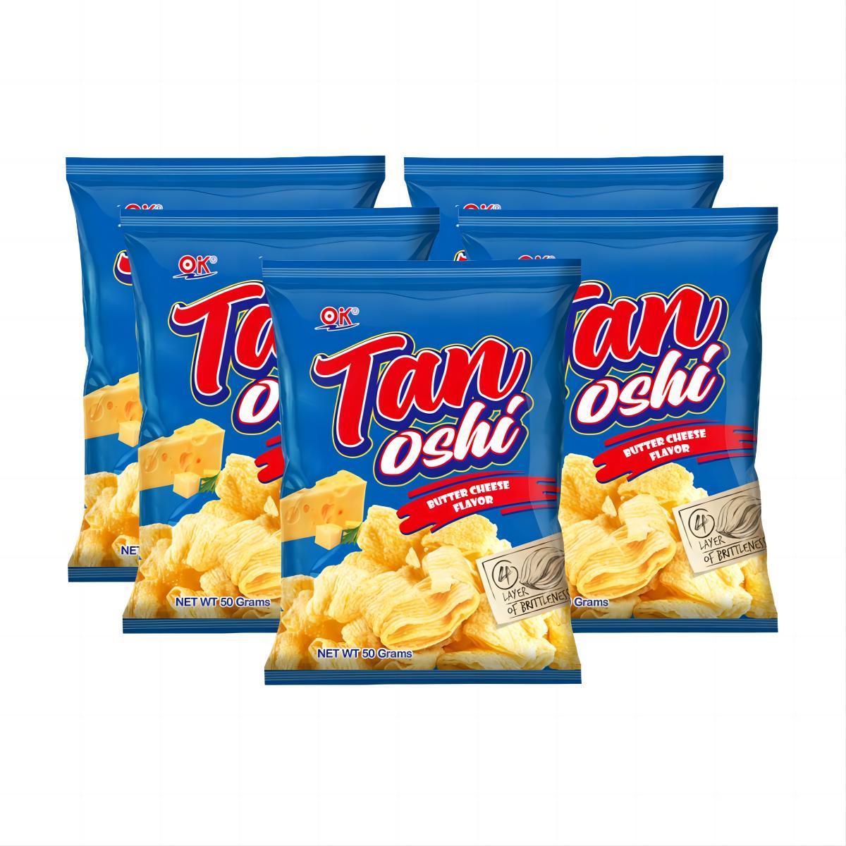 OK Tanoshi Butter Cheese 50g Chips Snacks Crips Creamy Onion Spicy Barbecue Crispy Crunchy